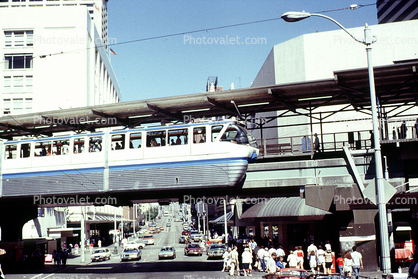 Monorail, Cars, Vehicle, Automobile, Seattle, August 1986, 1980s