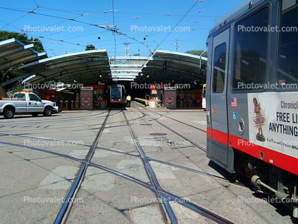 West Portal Muni Station, MUNI, Breda LRV2, Electric Trolley, Rail tracks, Twin Peaks Tunnel