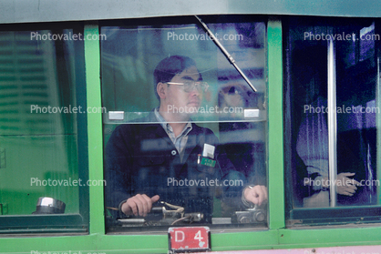 Hong Kong Tram, Double-Decker Trolley, driver, male, man, person