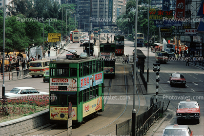 Doubledecker, Trolley, Car, Vehicle, Automobile, Hong Kong, 1982, 1980s