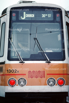1302A, MUNI, Trolley, Tracks, US Standard Light Rail Vehicle, Boeing Vertol USSLRV