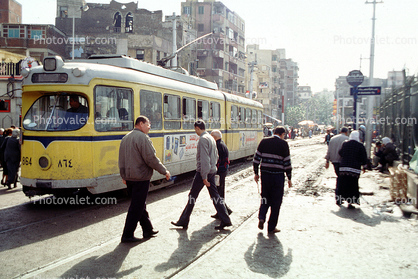 Articulated Streetcar 864, Street, Buildings, Alexandria, Egypt