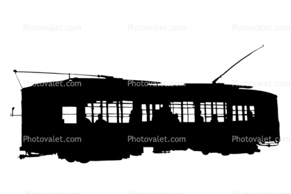 the Embarcadero, F-Line Trolley silhouette, 1556, San Francisco, California, logo, shape