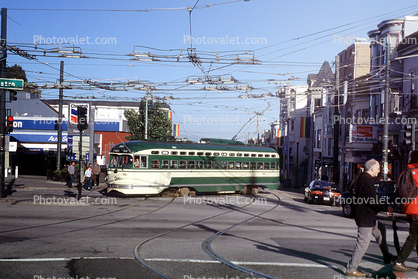 San Francisco Muni, (1960s livery), No. 1051, F-Line, PCC, Muni, Castro District, 1960s