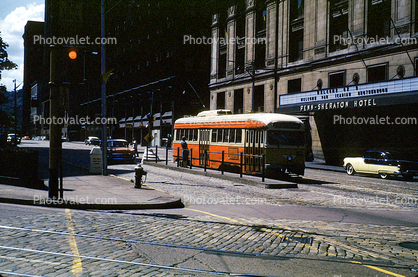 Penn-Sheraton Hotel, Trolley, Streetcar, Philadelphia, 1950s