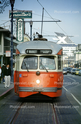 Boston-Massachusetts, head-on, No. 1059, PCC, F-Line, Municipal Railway, Muni, San Francisco, California