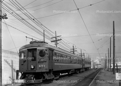 Pacific Electric Railway, Interurban, Blimp 451, tracks, Los Angeles, 1950s