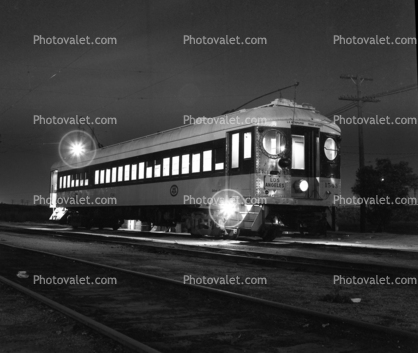 Interurban Blimp, Pacific Electric Trolley PE 1543, night, nighttime, March 3 1961, 1960s