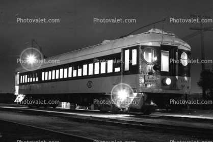 Pacific Electric Trolley PE 1543, Interurban Blimp, night, nighttime, March 3 1961, 1960s