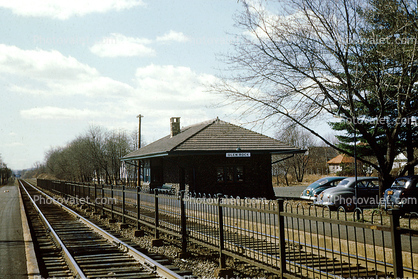 Glen Rock, Car, Vehicle, Automobile, Train Station, depot, tracks, 1950s