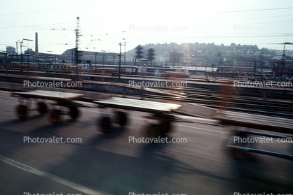 Train Station, Platform, Speed, motion blur, baggage carts