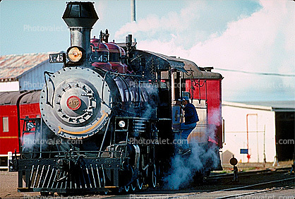 CWR X-45, 2-8-2, The Skunk Train, Mikado steam powered locomotive, California Western Railroad, Fort Bragg