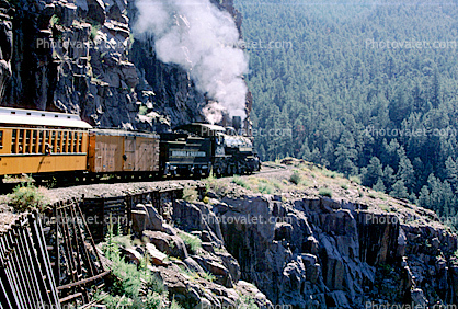 DRGW 480, BLW 2-8-2, K-36 Steam locomotive, Denver & Rio Grande Western, Highline above Animas Canyon
