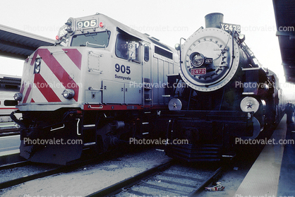 JPBX 905, EMD F40PH-2, Southern Pacific 2472, Class P-8 4-6-2 Steam Locomotive, 4th Street Train Station, Terminus