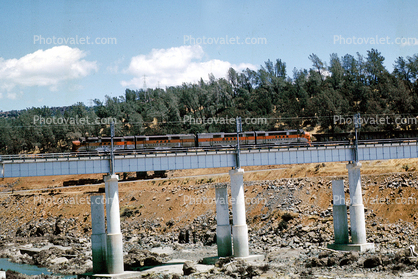 Western Pacific trainset rambles over a river