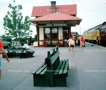 Bench, East Strasburg Rail Station, Strasburg Railroad, Depot, 1975, 1970s