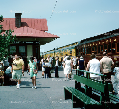 Passengers railcar, building, terminal, Train Station, Depot, East Strasburg, Railroad, 1975, 1970s