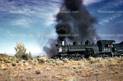 483, Cumbres & Toltec Scenic Railroad, D&RGW, smoke, 1973, 1970s