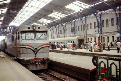 Rail Station, Platforms, Passengers, Cairo Egypt, 1980, 1980s