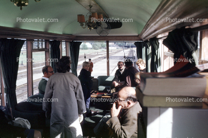 interior, inside, Rear railcar, man smoking, smoking parlor