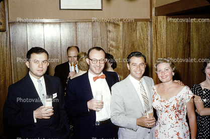 Wedding Reception, smiling men, guests, woman, 1940s