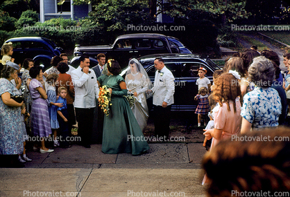 Bride and Groom, Cars, 1940s