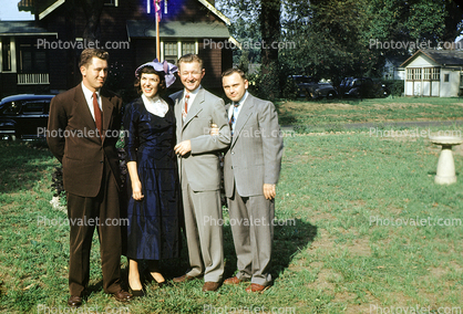 Men, Woman, Jackets, suit and tie, dress, hat, 1940s
