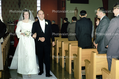 Processional, Bride with Father, People Standing, 1960s