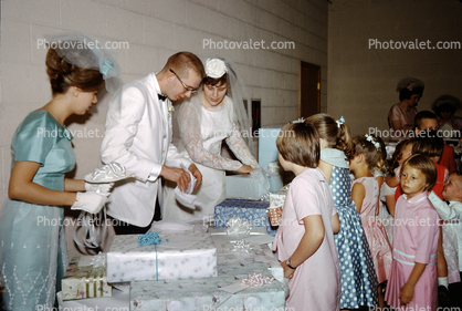 Bride and Groom opening gifts, girls, Frank Duffy, Hobart Indiana
