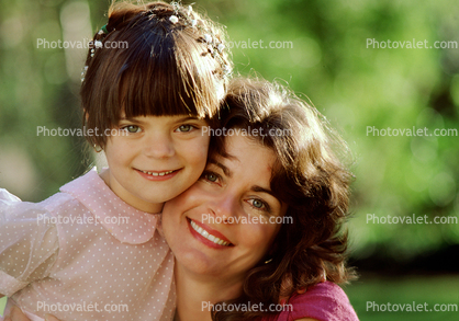 Smiling Mother and Daughter