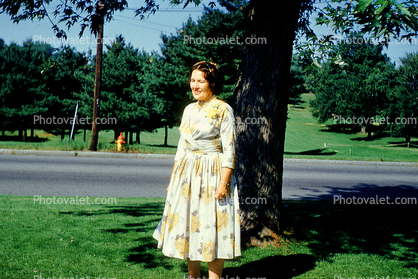 woman, female, dress, 1940s, Derryfield Country Club, Manchester, New Hampshire, September 1959