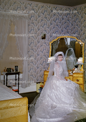 Wedding Bride getting ready for her wedding, 1950s