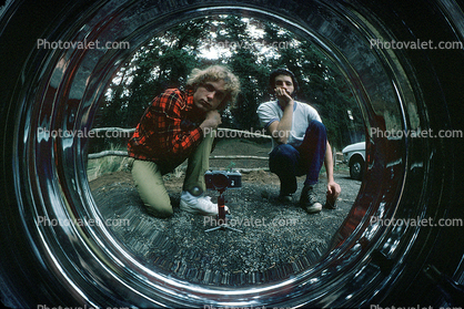 Me, Hubcap, Reflection, Eugene, Oregon, 1975, Bob, 1970s, selfie