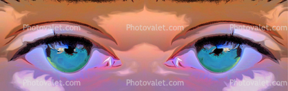 Eyes of Mystery, mysterious, Eyes, face, nose, colorized, painted, Paintography