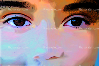Eyes, face, nose, colorized, painted, Paintography