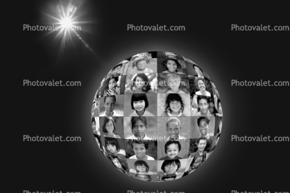 Globe of Faces, multi ethnic, interracial, culture, cultural, Round, Circular, Circle