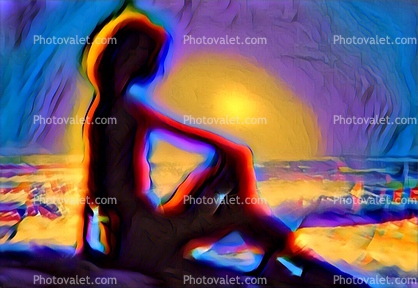 Contemplating Woman in the Sun, Abstract