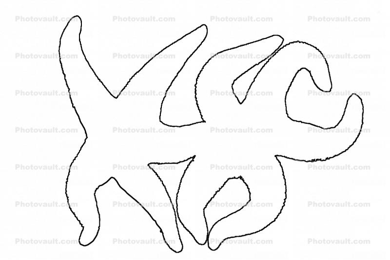 starfish, lovers, love, Outline, line drawing, shape