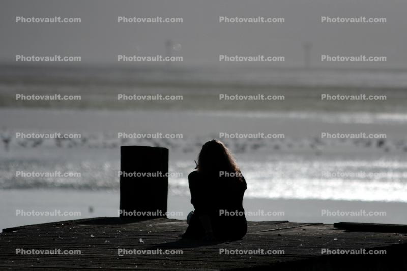 Woman, Pier, Dock, Bodega Bay, Sonoma County, California