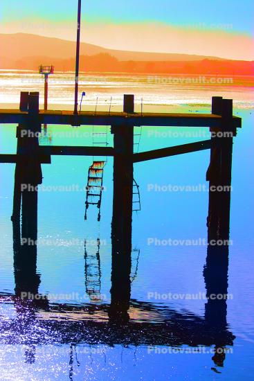 Pier, Dock, Calm, Reflection, Bodega Bay, Sonoma County, California