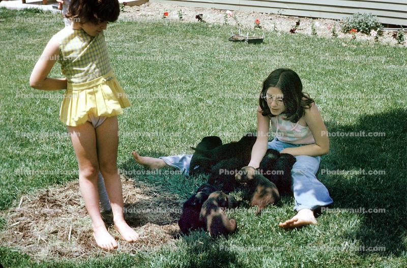 Girls, Puppies, 1960s