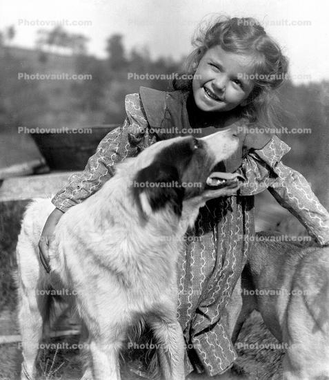 Girl, Smiles, Dog, 1930's