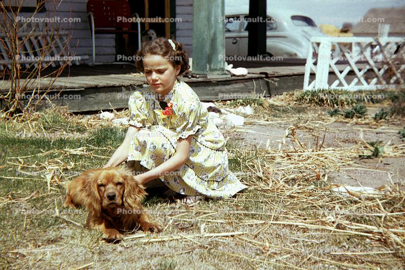 Girl, Dog, 1940s