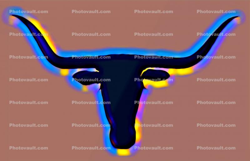Texas Longhorn Head, horns, ears, graphic, Abstract