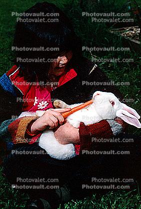 Girl Feeds Carrot to a Rabbit, Occidental, Sonoma County