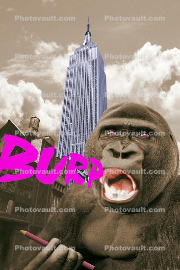 Cartoon, Burp, King Kong indigestion