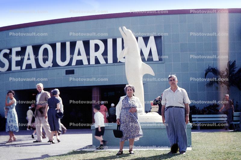 Seaquarium, building, dolphin sculpture