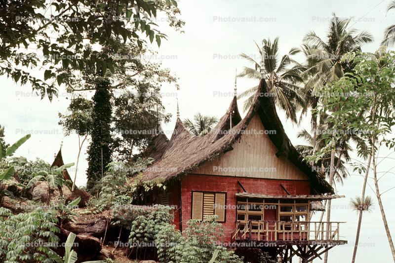 unique, grass thatched roof, home, house, building, spikey top, Padang