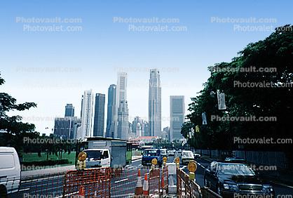 Cityscape, Skyline, Building, Skyscraper, Downtown, cars, automobiles, vehicles