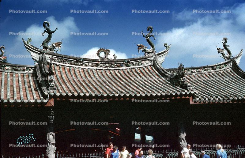 roof, Thian Hock Keng Temple, Taoism, building, dragons, statues, rooftop